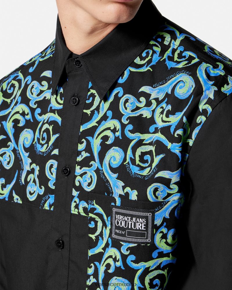 Versace boceto de camisa de alta costura blanco negro ropa hombres 84626J2375