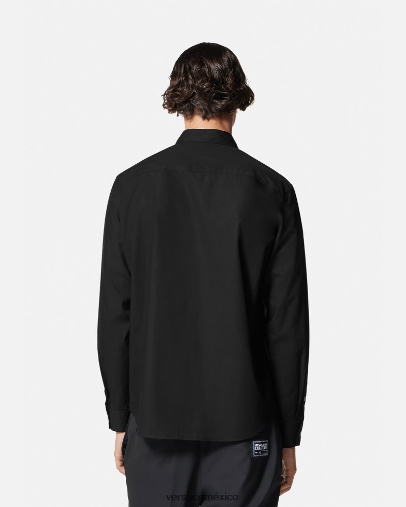 Versace camisa con emblema en V oro negro ropa hombres 84626J2402