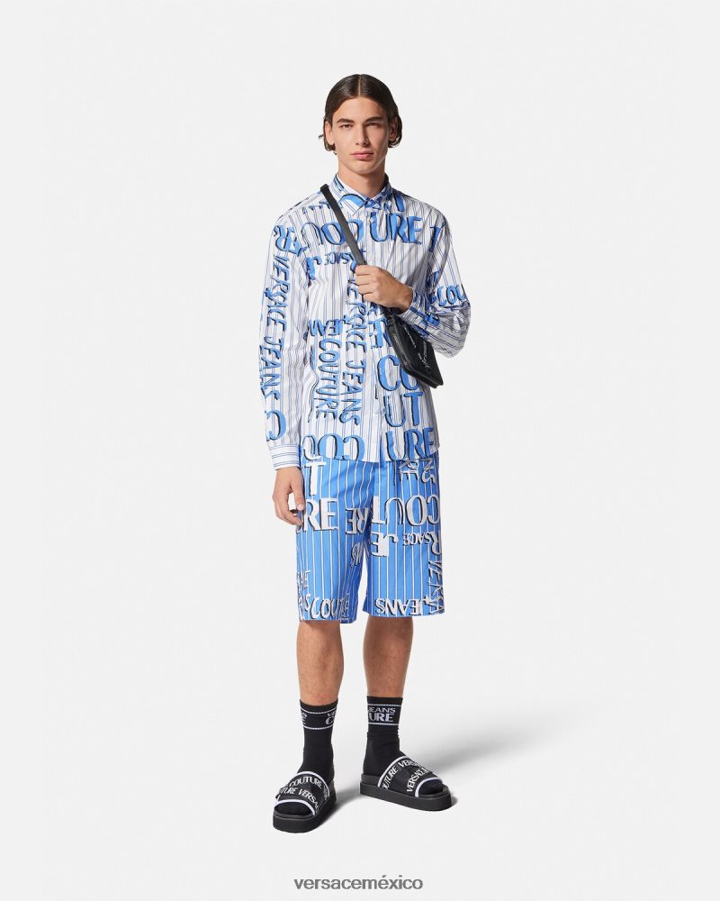 Versace camisa con logo y garabato blanco ropa hombres 84626J2374
