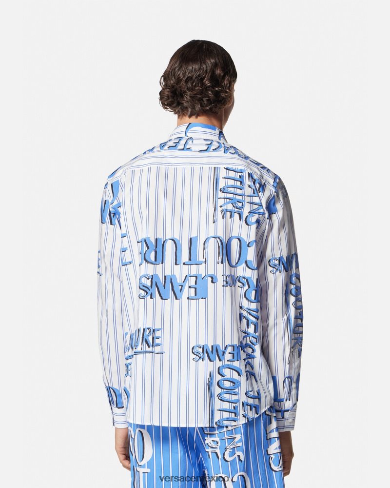 Versace camisa con logo y garabato blanco ropa hombres 84626J2374