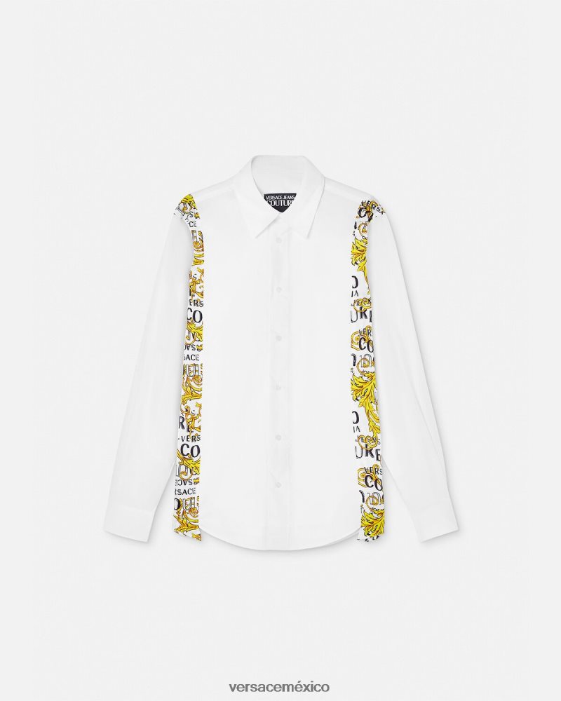 Versace camisa de alta costura con logo blanco ropa hombres 84626J2399
