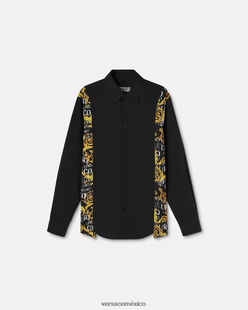 Versace camisa de alta costura con logo negro ropa hombres 84626J2397