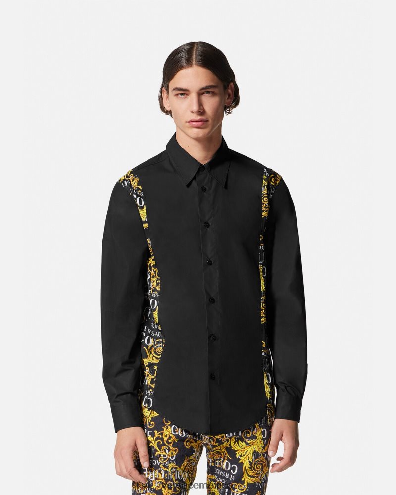 Versace camisa de alta costura con logo negro ropa hombres 84626J2397