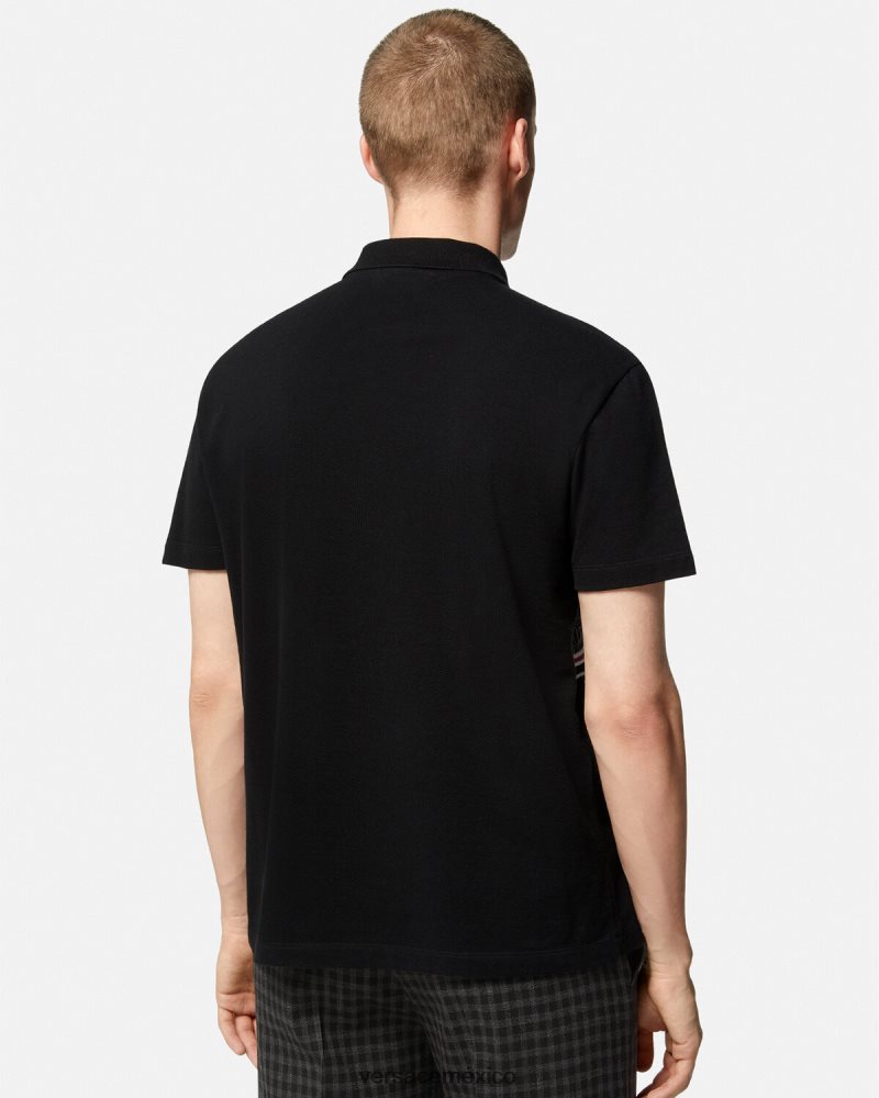 Versace playera tipo polo con bordado de Medusa negro ropa hombres 84626J1395
