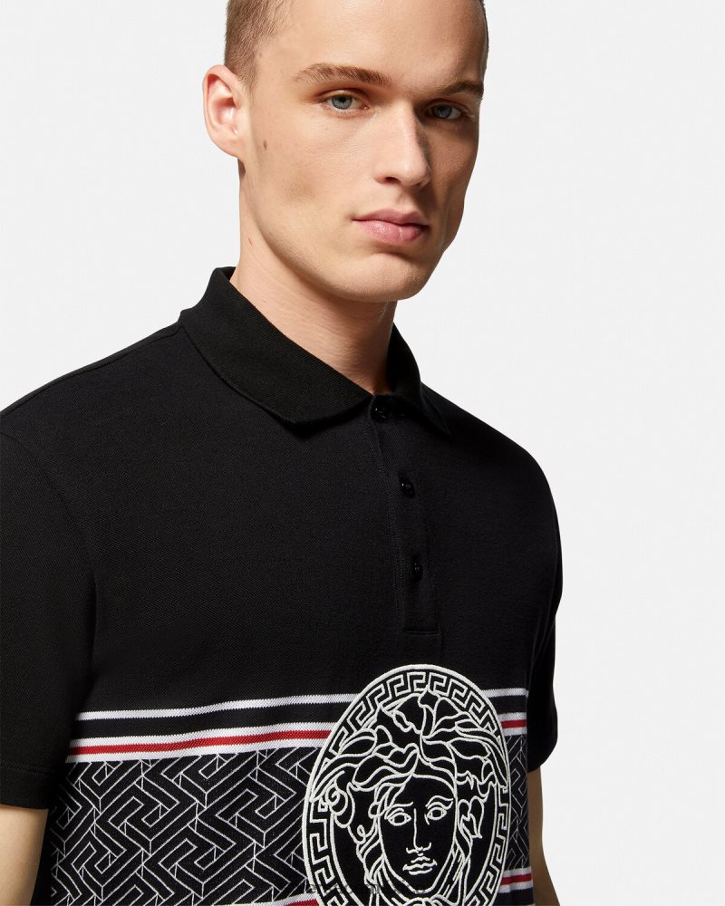 Versace playera tipo polo con bordado de Medusa negro ropa hombres 84626J1395