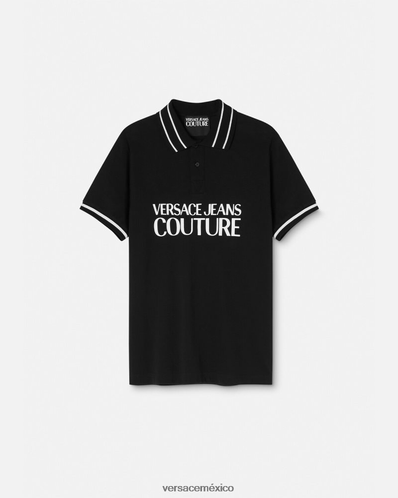 Versace playera tipo polo con logo negro ropa hombres 84626J2361