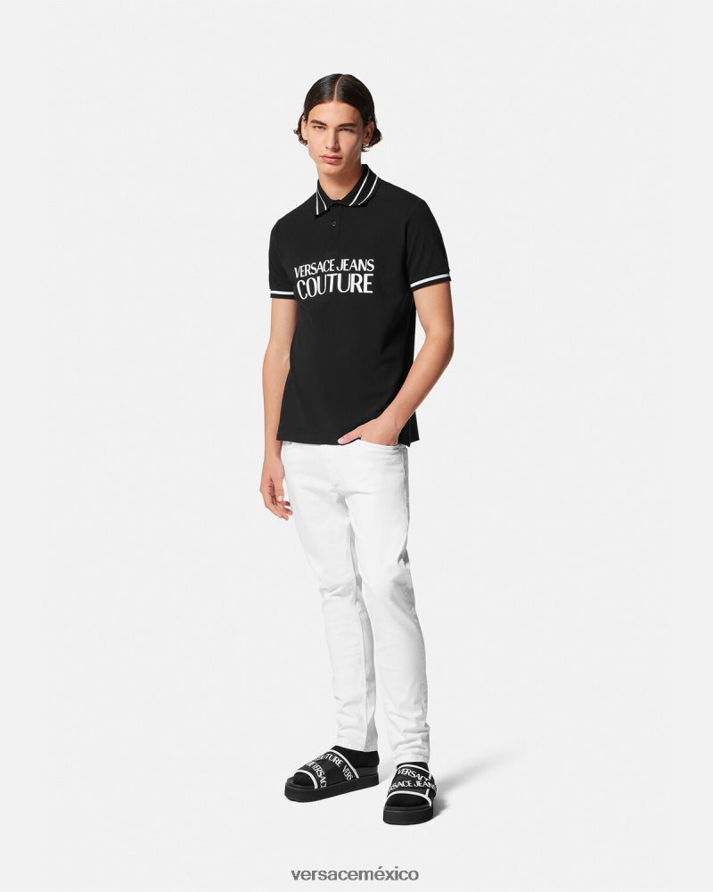 Versace playera tipo polo con logo negro ropa hombres 84626J2361