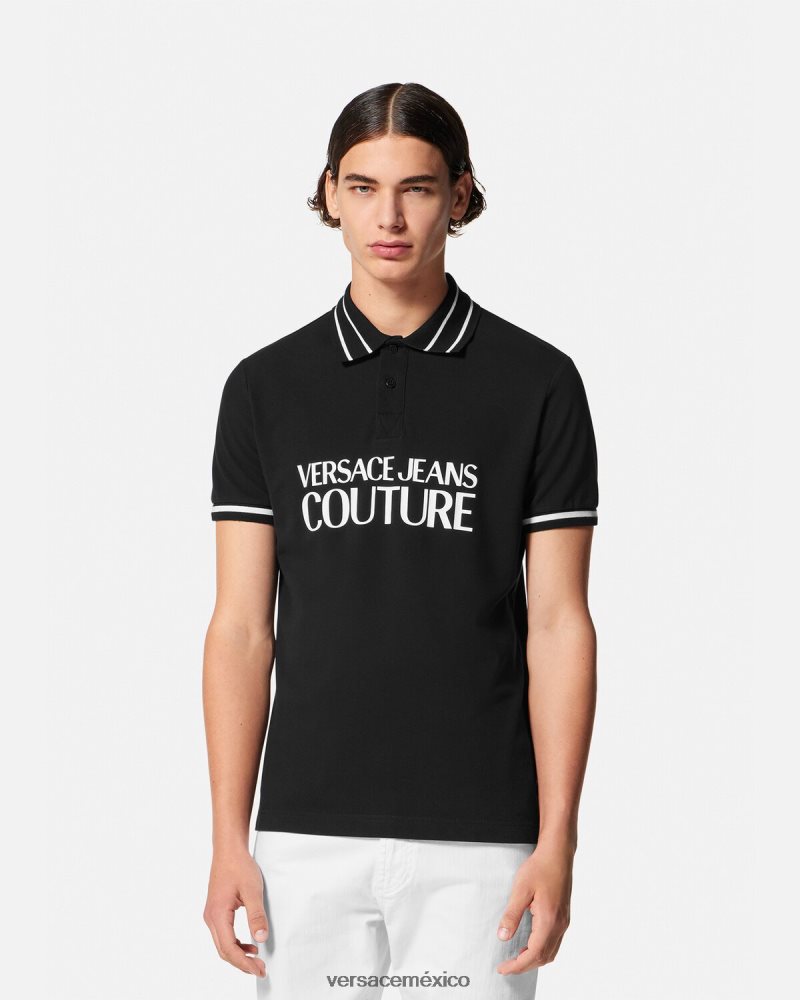 Versace playera tipo polo con logo negro ropa hombres 84626J2361