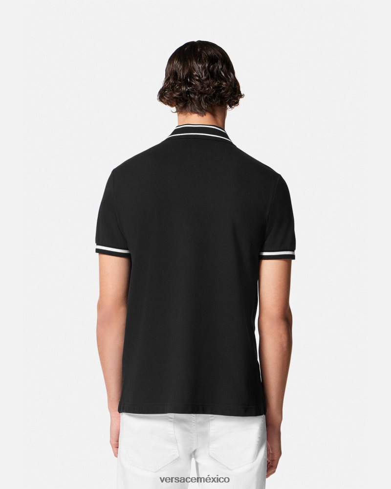 Versace playera tipo polo con logo negro ropa hombres 84626J2361