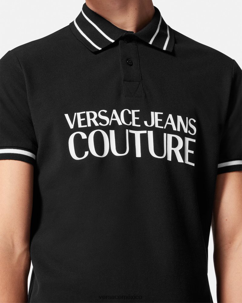Versace playera tipo polo con logo negro ropa hombres 84626J2361