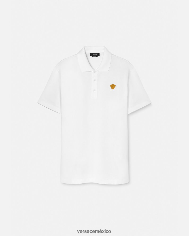 Versace playera tipo polo con medusa blanco ropa hombres 84626J1372