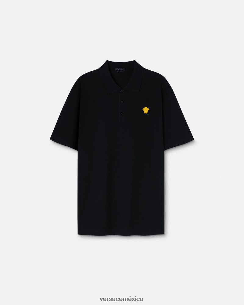 Versace playera tipo polo con medusa negro ropa hombres 84626J1373
