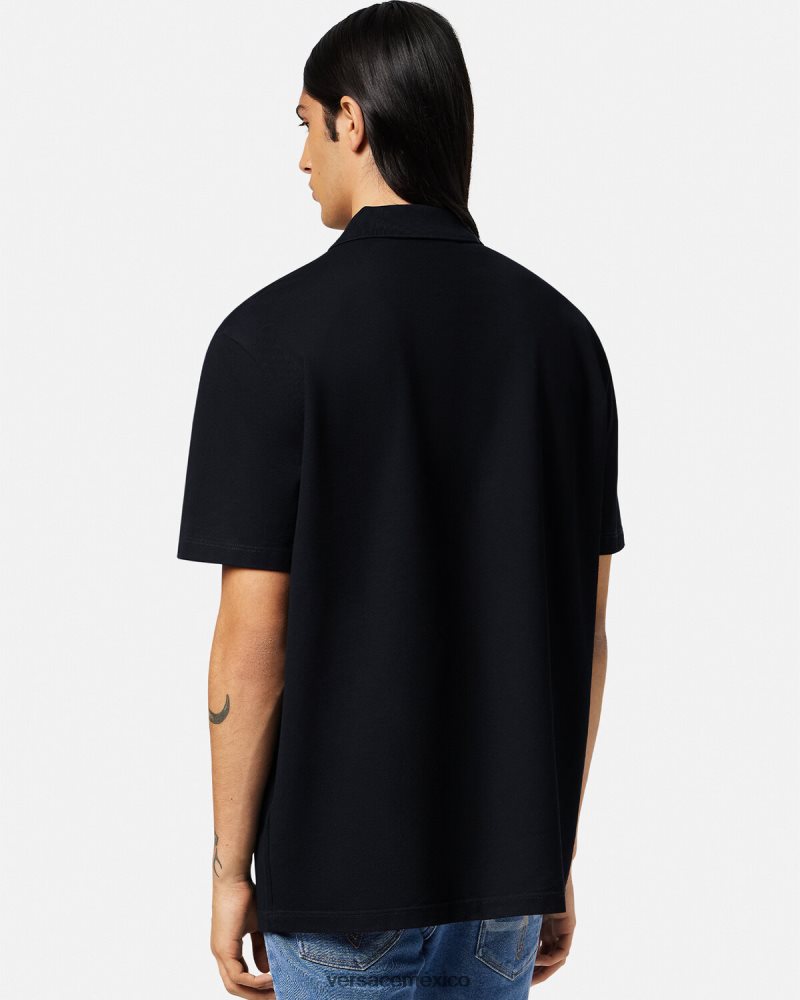 Versace playera tipo polo con medusa negro ropa hombres 84626J1373