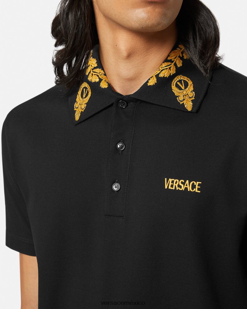 Versace polo barroco maschera negro ropa hombres 84626J1389
