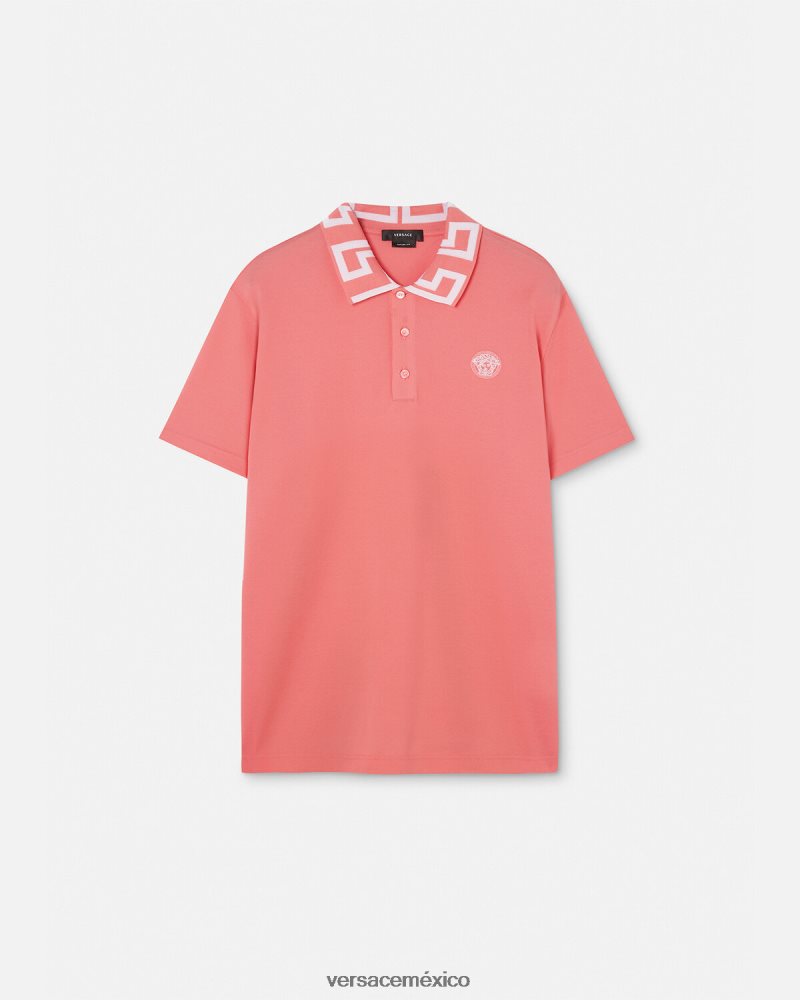 Versace polo con medusa greca rosa ropa hombres 84626J1357