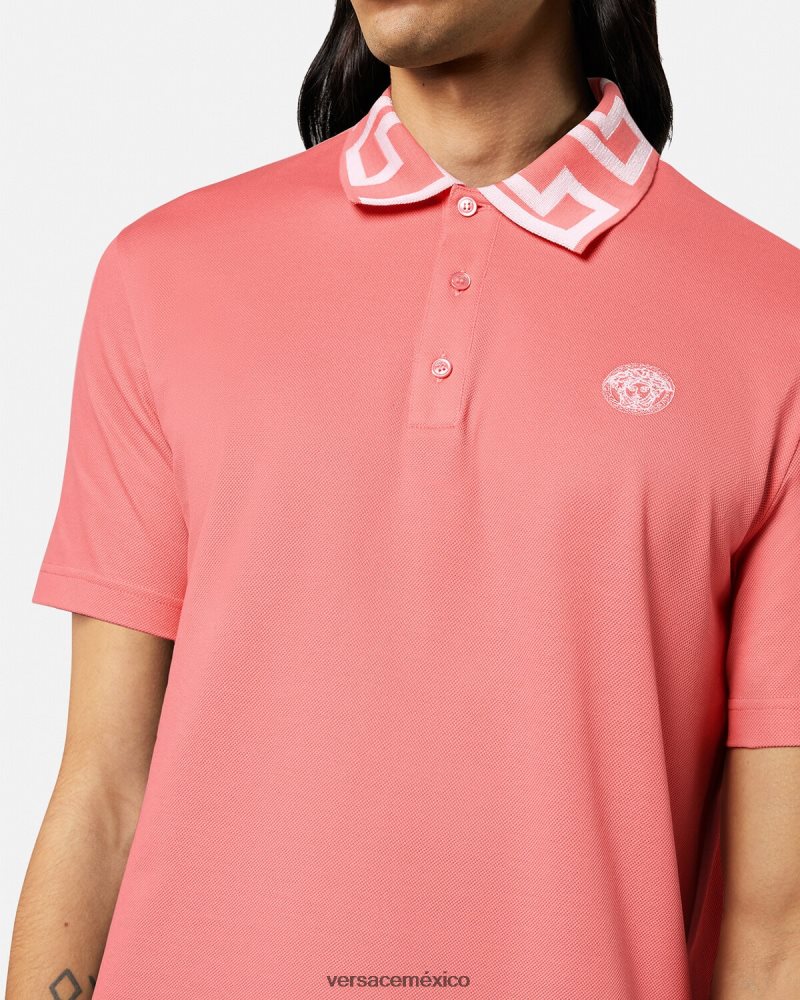 Versace polo con medusa greca rosa ropa hombres 84626J1357