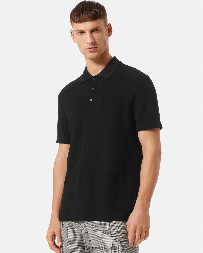 Versace polo greca negro ropa hombres 84626J1394