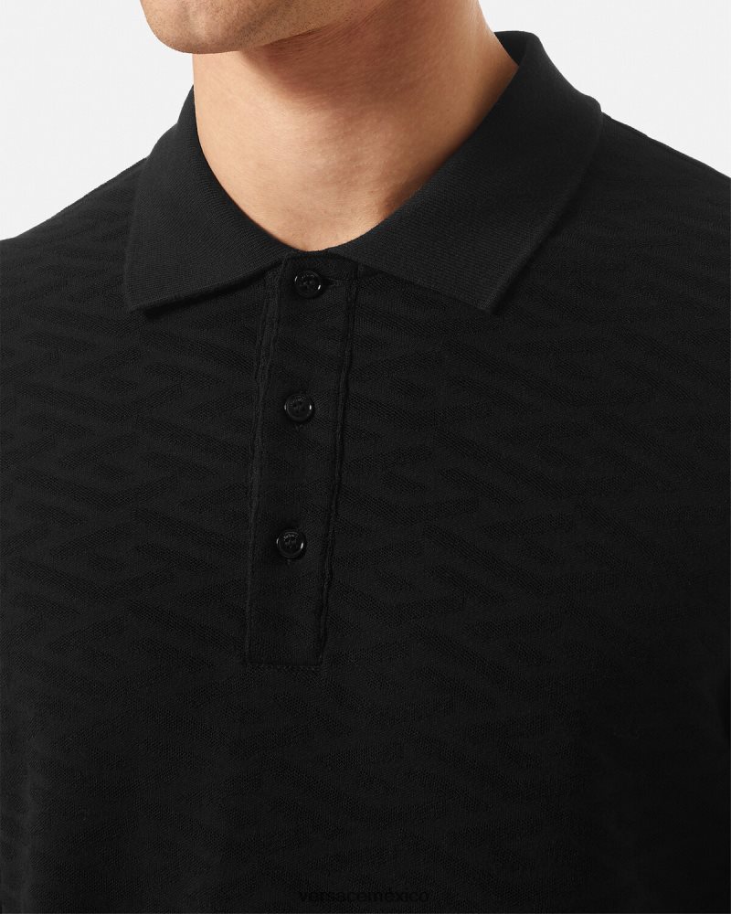 Versace polo greca negro ropa hombres 84626J1394
