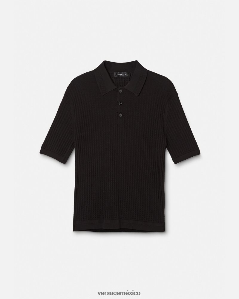 Versace polo con grecas negro ropa hombres 84626J1337