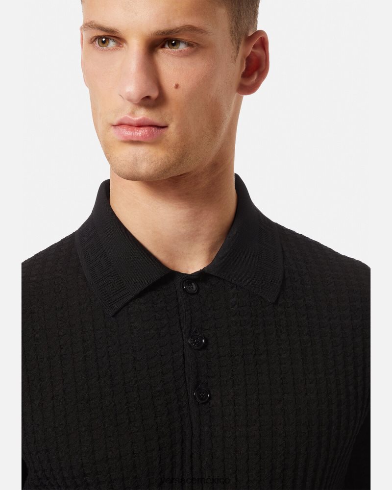 Versace polo con grecas negro ropa hombres 84626J1337