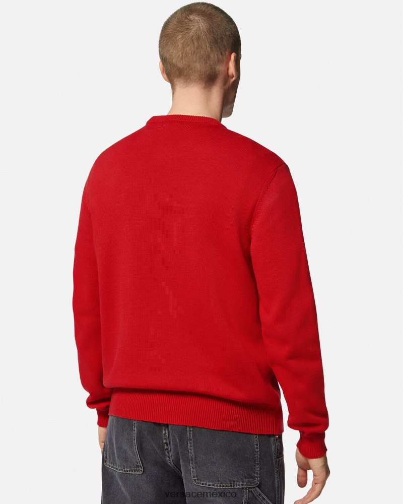 Versace suéter con bordado barroco en intarsia rojo ropa hombres 84626J1345