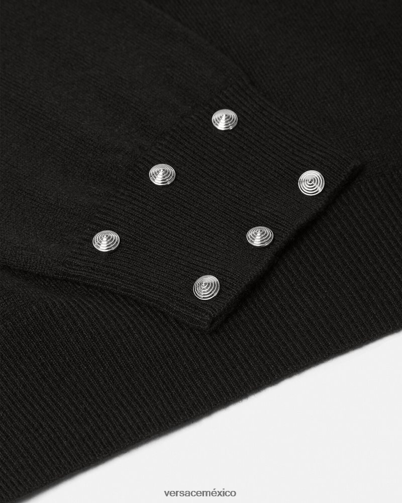Versace suéter con tachuelas en espiral negro ropa hombres 84626J1346