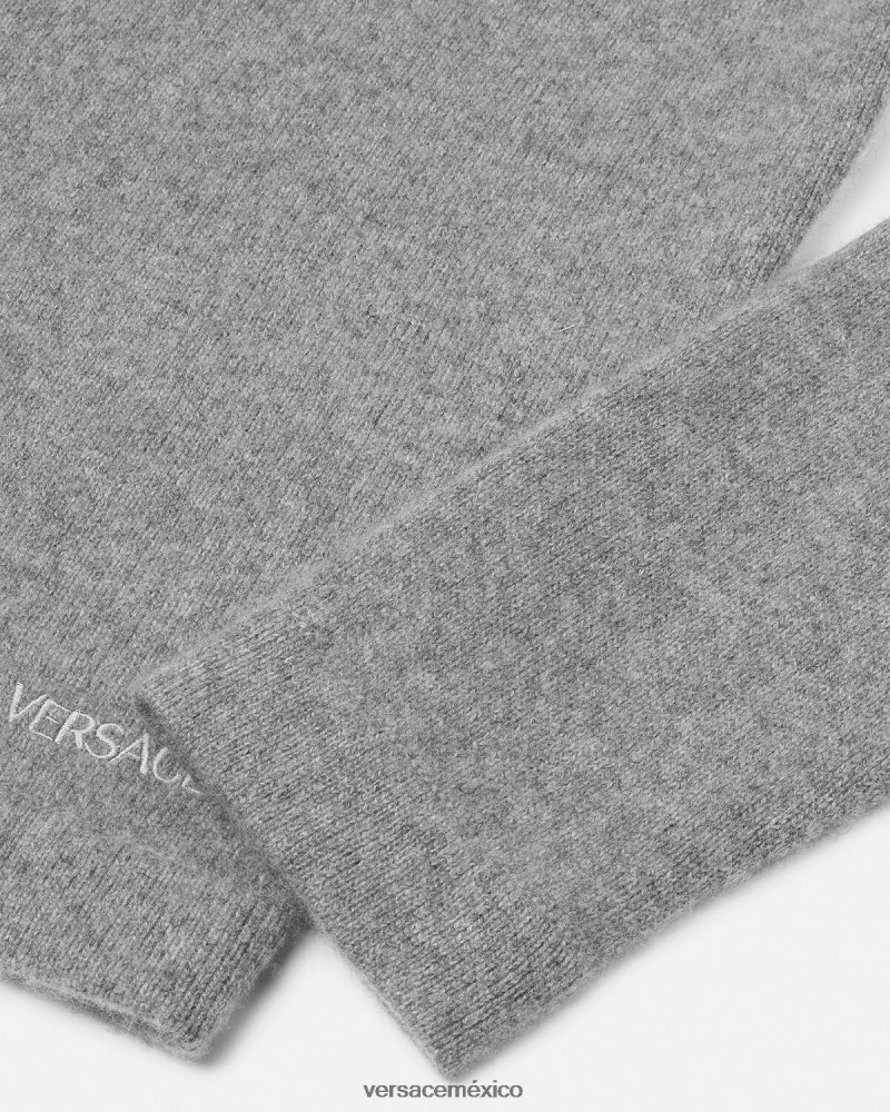 Versace suéter de cachemira con greca gris ropa hombres 84626J1333