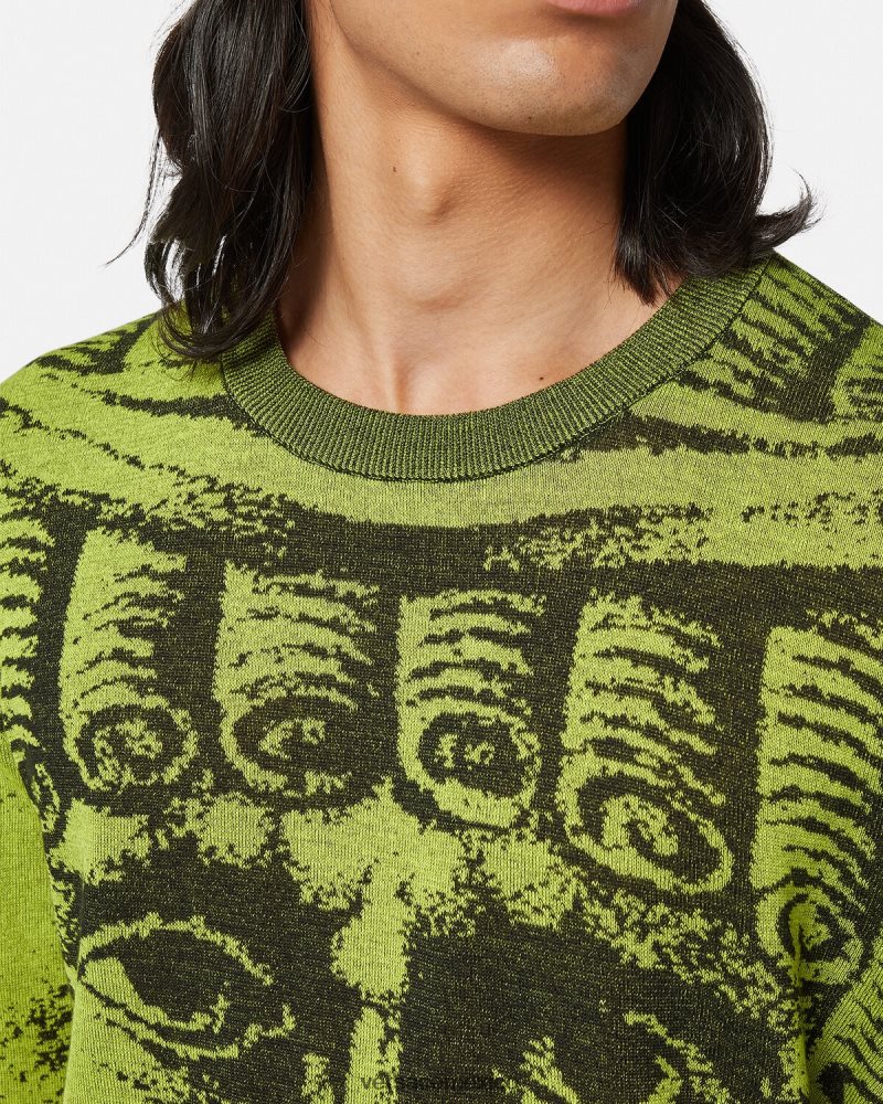 Versace suéter jacquard la maschera verde ropa hombres 84626J1336