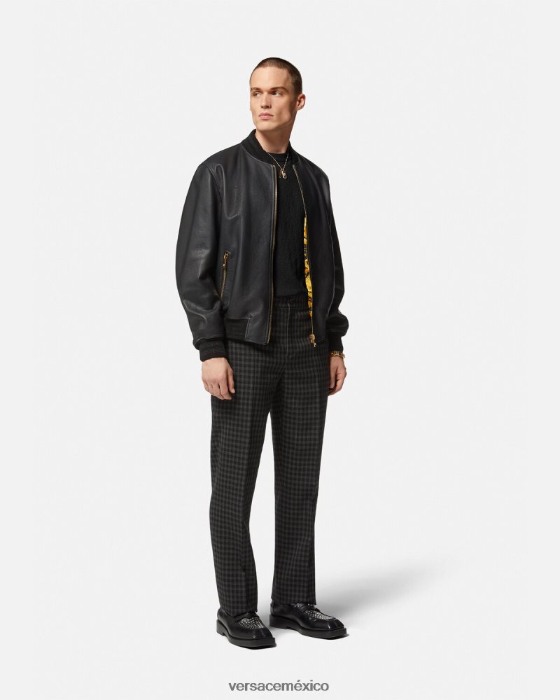 Versace suéter la greca en mezcla de seda negro ropa hombres 84626J1332