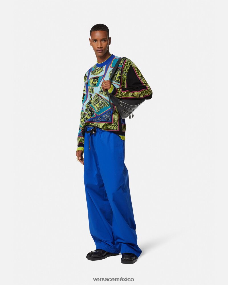 Versace suéter le maschere jacquard imprimir ropa hombres 84626J1335