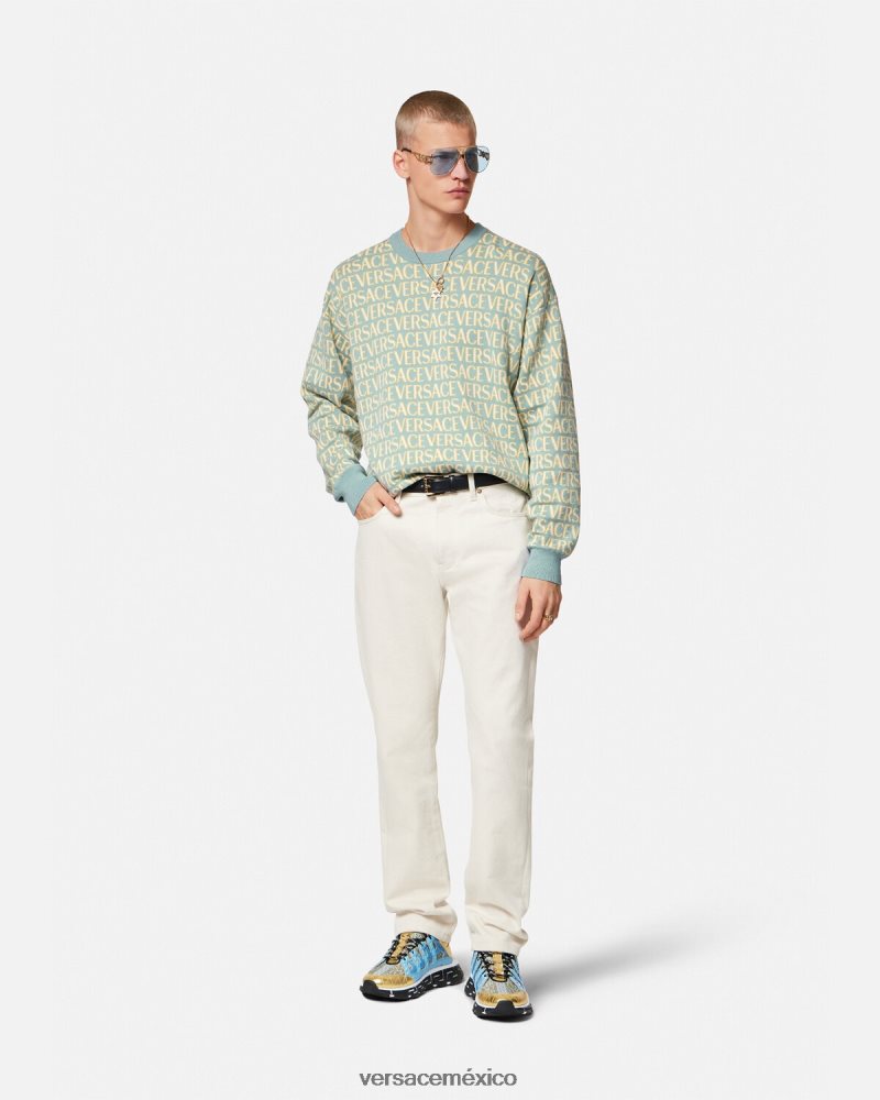 Versace suéter tejido en toda la prenda imprimir ropa hombres 84626J1325