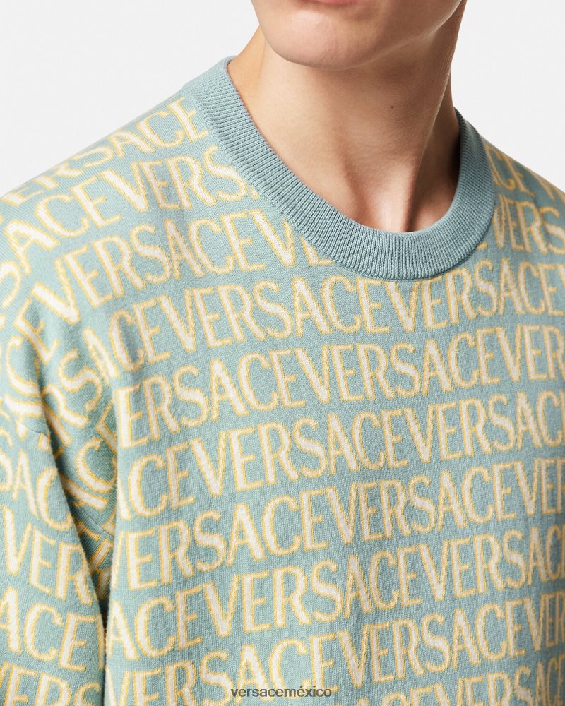 Versace suéter tejido en toda la prenda imprimir ropa hombres 84626J1325