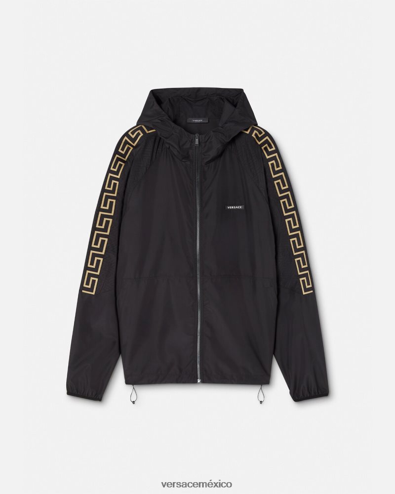 Versace chaqueta deportiva de nailon con Greca negro ropa hombres 84626J1452