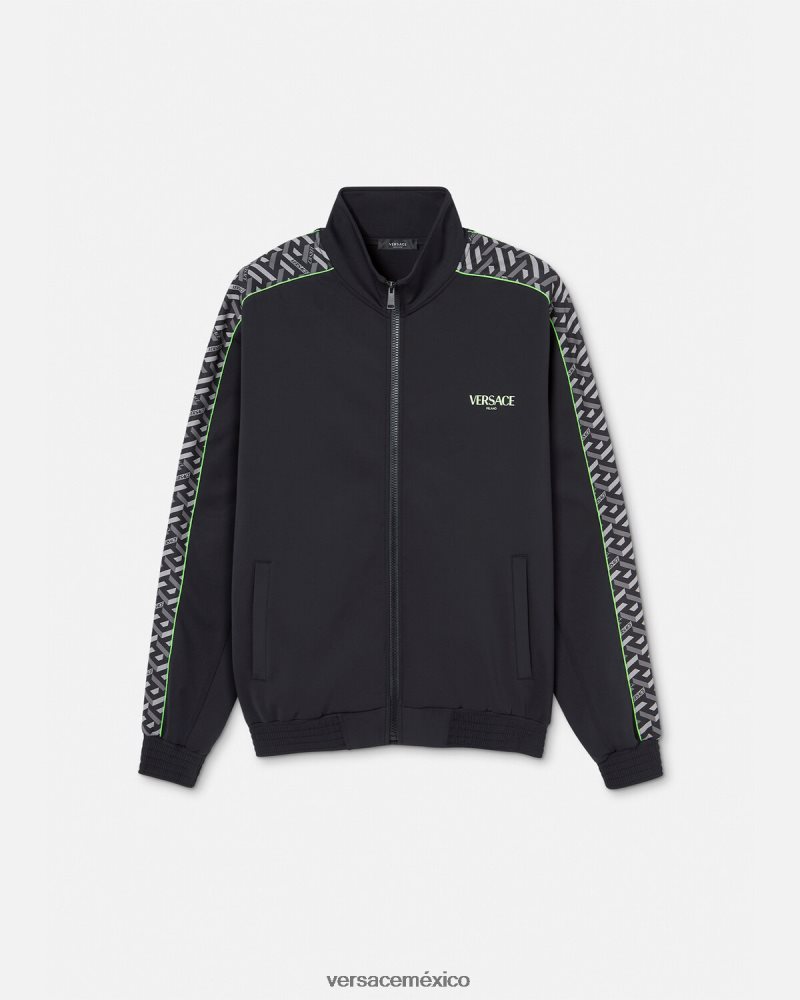 Versace chaqueta deportiva de nailon la greca imprimir ropa hombres 84626J1458