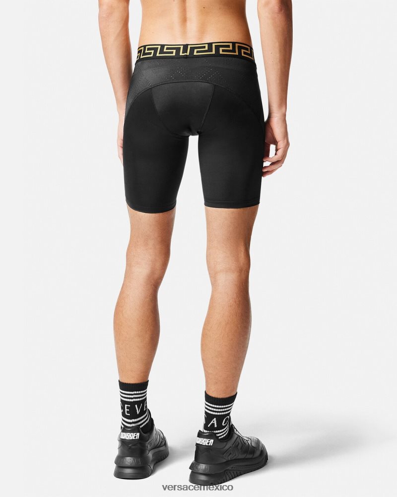 Versace pantalones cortos de ciclismo con greca negro ropa hombres 84626J1456