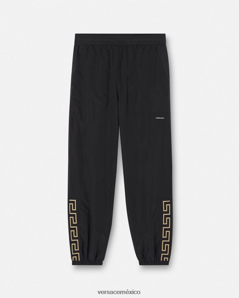Versace pantalones deportivos con Greca de nailon negro ropa hombres 84626J1453