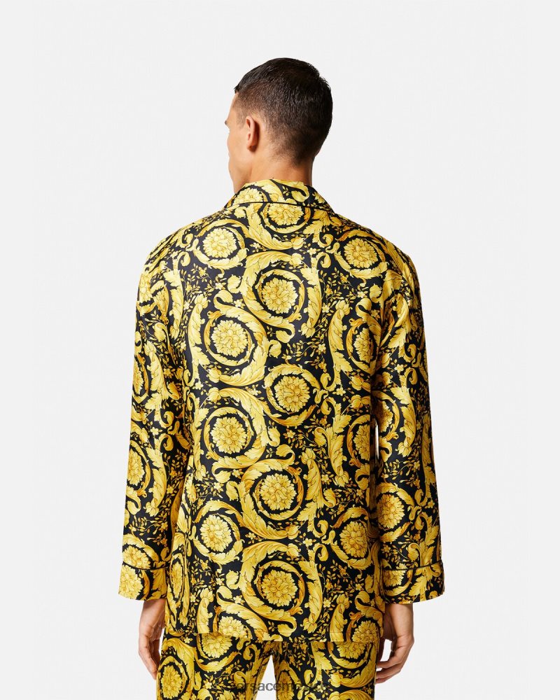 Versace camisa de pijama de seda con estampado barroco imprimir ropa interior y ropa de playa hombres 84626J1735