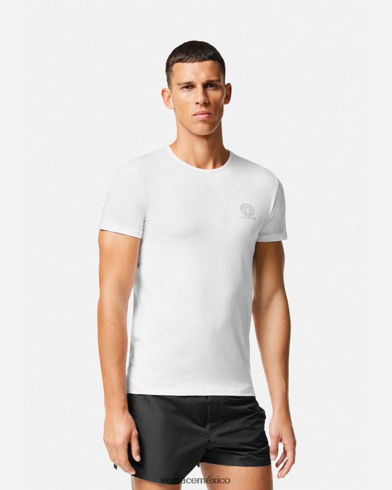 Versace camiseta medusa blanco ropa interior y ropa de playa hombres 84626J1733