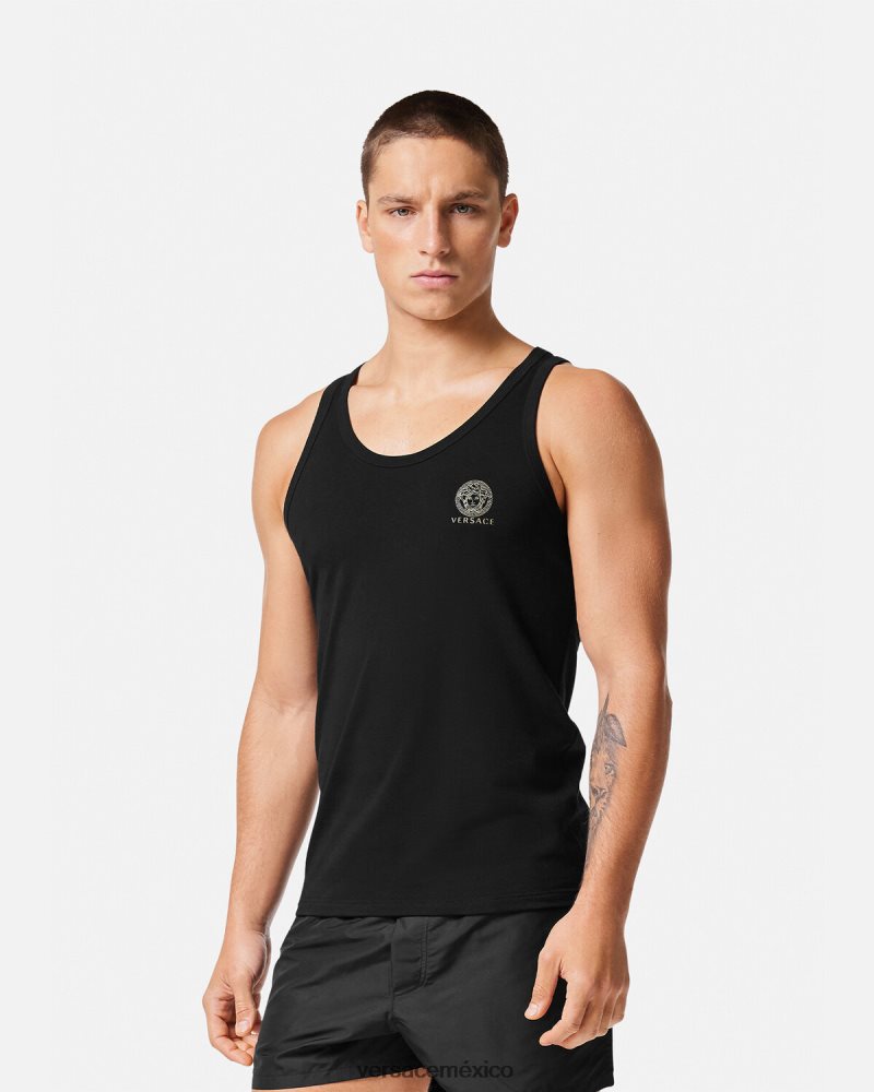 Versace camiseta sin mangas con medusa negro ropa interior y ropa de playa hombres 84626J1734