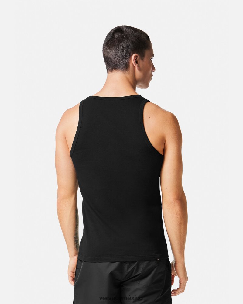 Versace camiseta sin mangas con medusa negro ropa interior y ropa de playa hombres 84626J1734