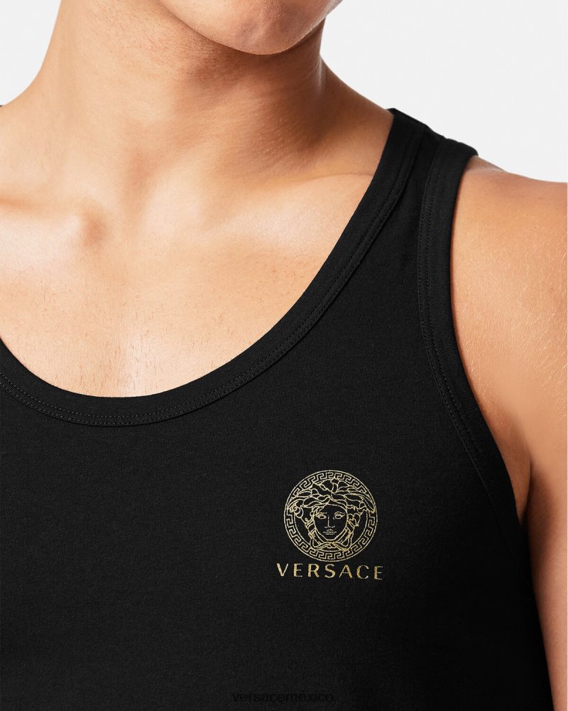 Versace camiseta sin mangas con medusa negro ropa interior y ropa de playa hombres 84626J1734