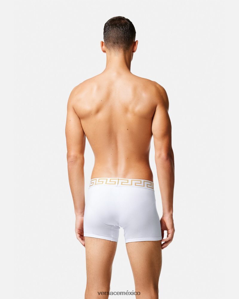 Versace Pack de 2 calzoncillos largos con borde de Greca Oro blanco ropa interior y ropa de playa hombres 84626J1762