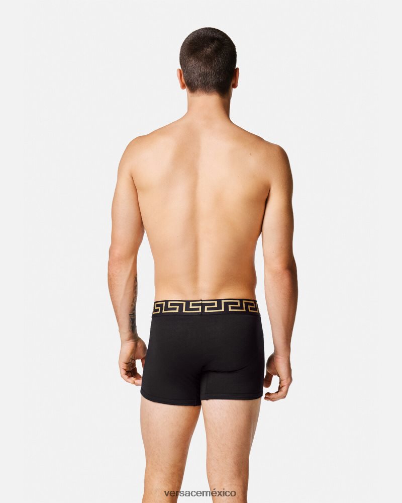 Versace Pack de 2 calzoncillos largos con borde de Greca negro ropa interior y ropa de playa hombres 84626J1761