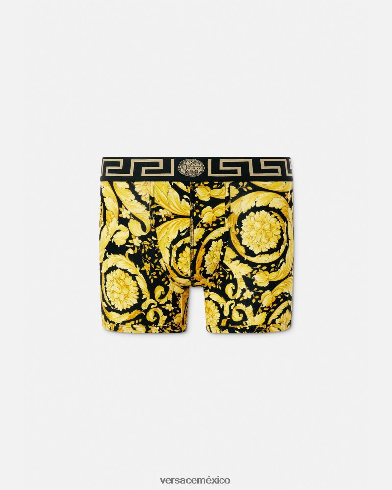 Versace baúles largos barrocos negro ropa interior y ropa de playa hombres 84626J1748