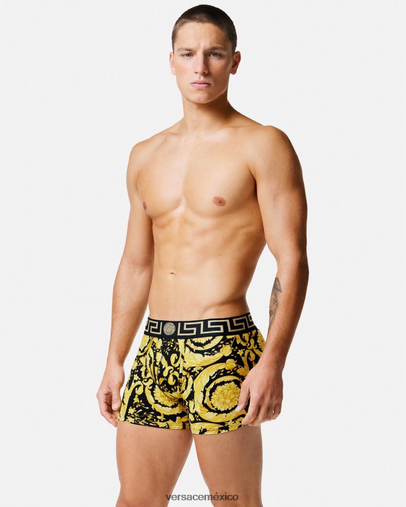 Versace baúles largos barrocos negro ropa interior y ropa de playa hombres 84626J1748