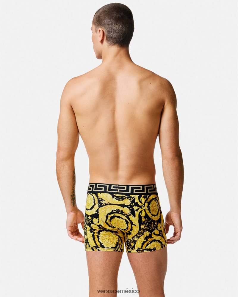 Versace baúles largos barrocos negro ropa interior y ropa de playa hombres 84626J1748