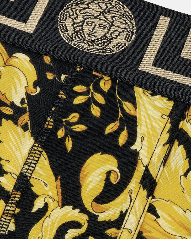 Versace baúles largos barrocos negro ropa interior y ropa de playa hombres 84626J1748