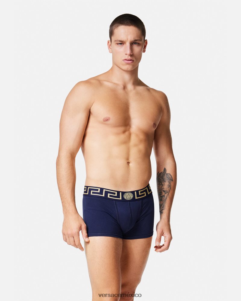 Versace calzoncillos con borde de greca azul ropa interior y ropa de playa hombres 84626J1756