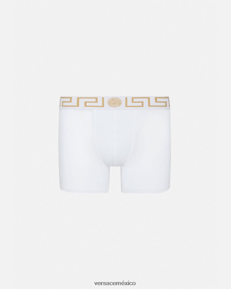 Versace calzoncillos largos con borde de greca Oro blanco ropa interior y ropa de playa hombres 84626J1767