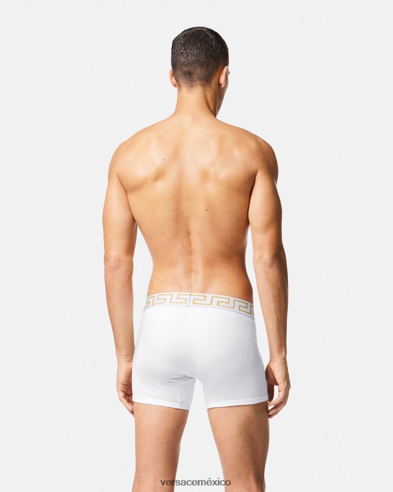 Versace calzoncillos largos con borde de greca Oro blanco ropa interior y ropa de playa hombres 84626J1767